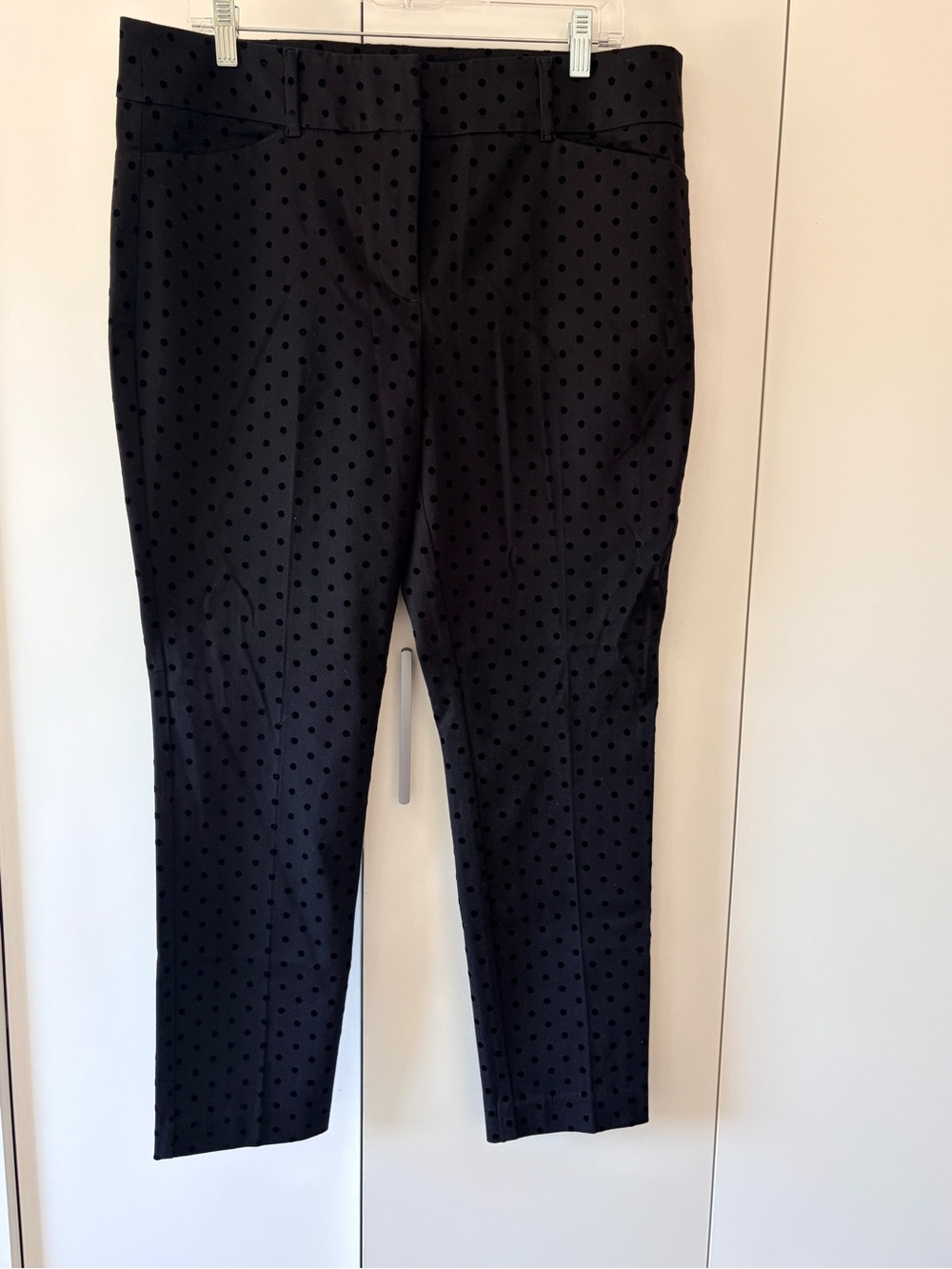 LOFT Black Slim Ankle Pants with Polka Dots